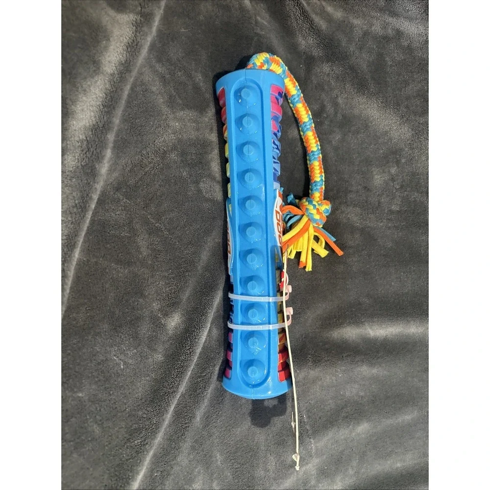 NERF 11 inch Color Blast‎ Pet Squeak Stick with T-Shirt Rope Dog Toy